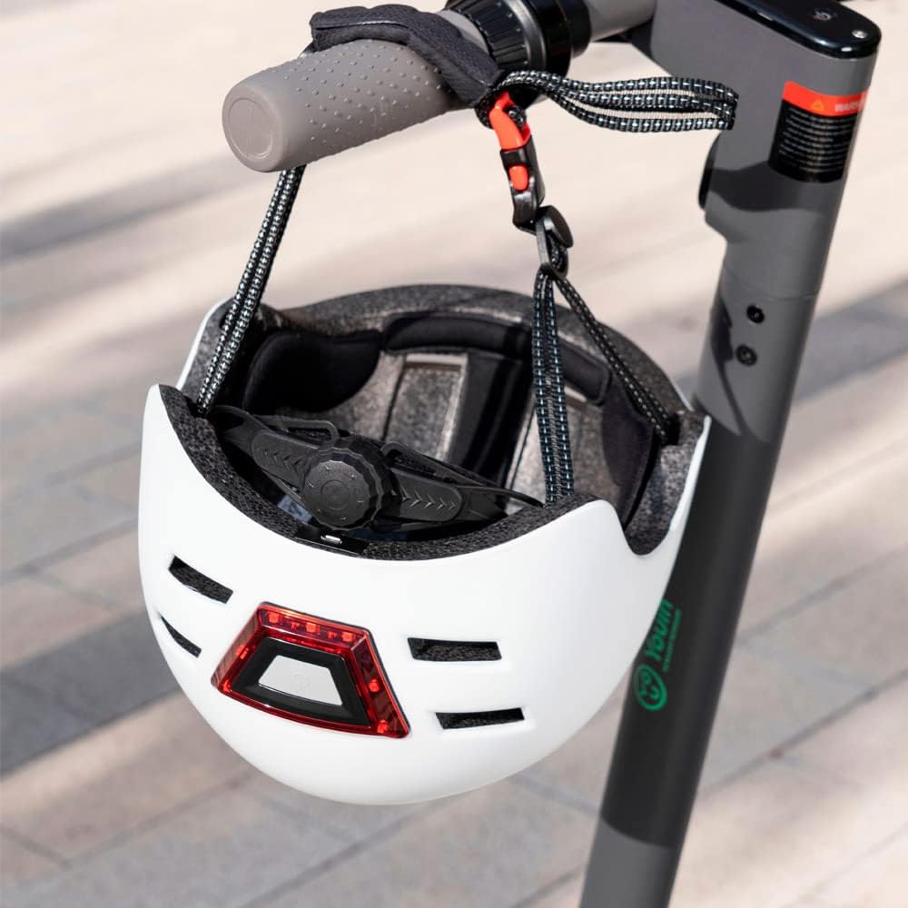 Youin™ LED Urban Helmet – White/Black | Lightweight, Adjustable & Rear Light