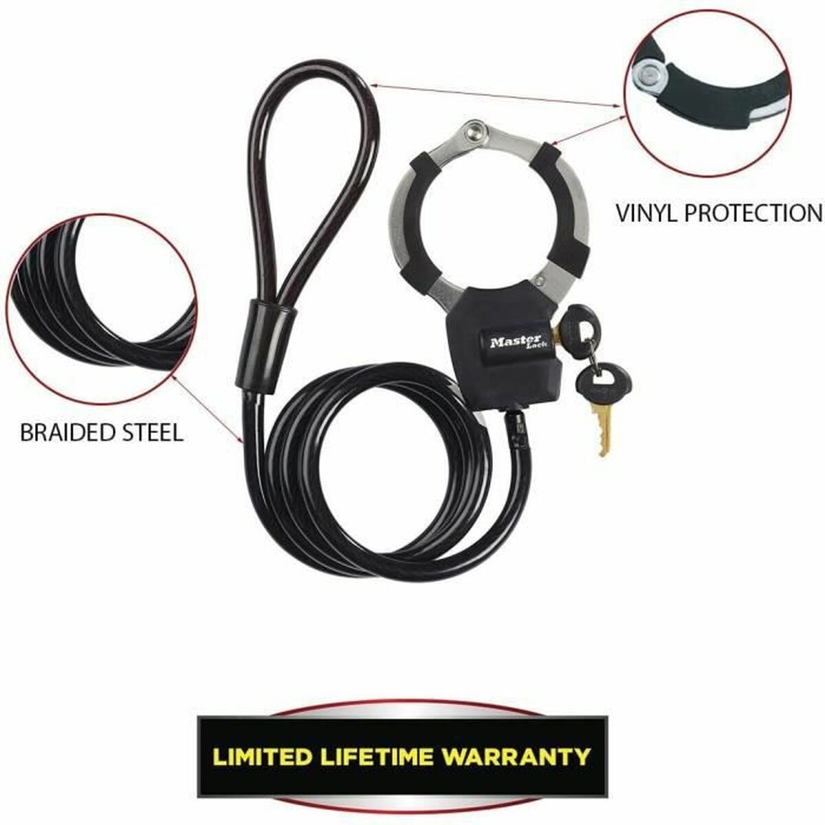 Cable with padlock Master Lock Black-4