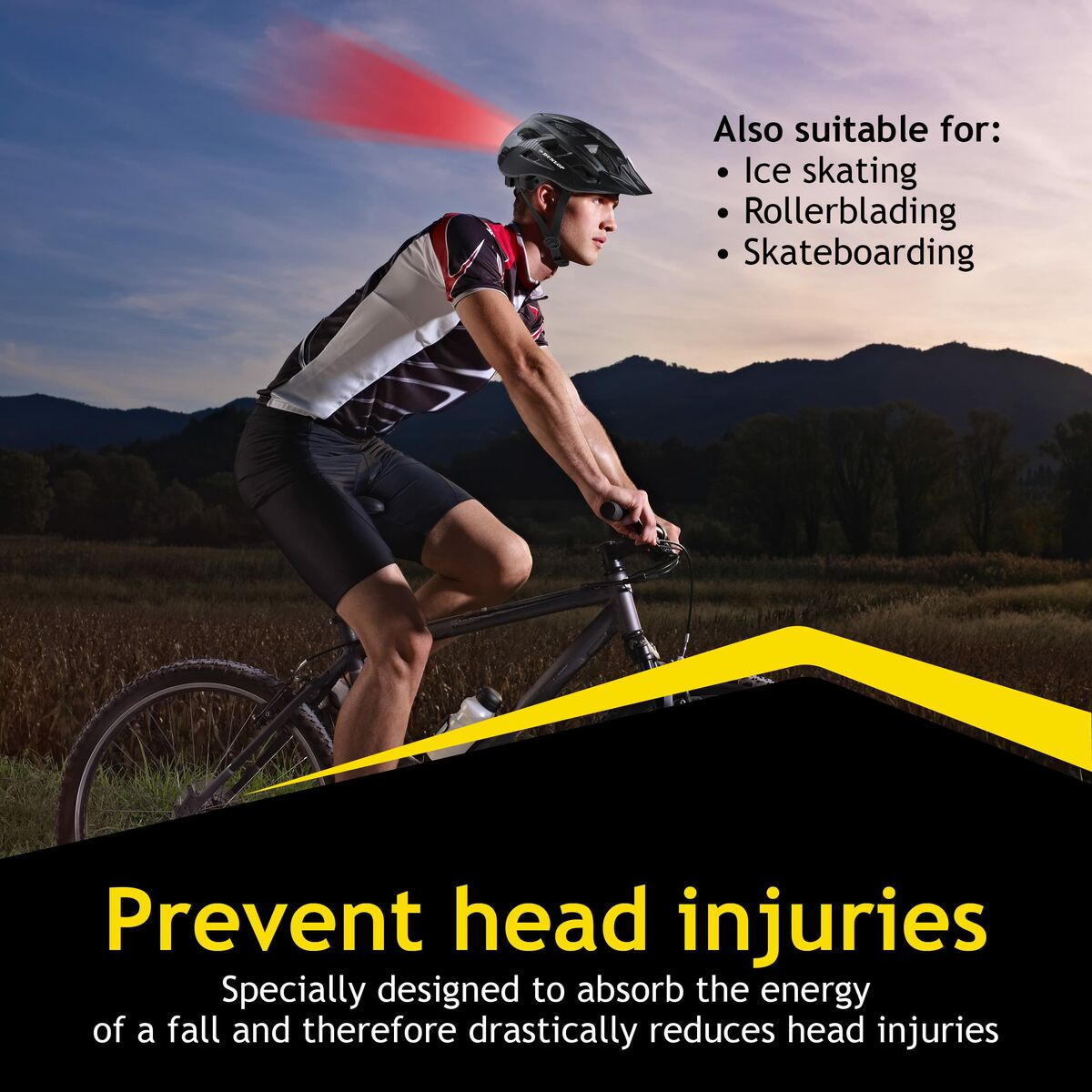 Adult's Cycling Helmet Dunlop M Black LED Light-2